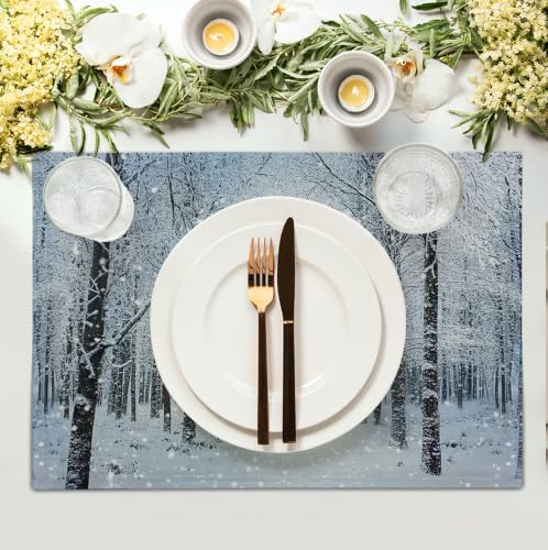 Winter Placemats Set of 4 Snowy Forest Table Place Mats