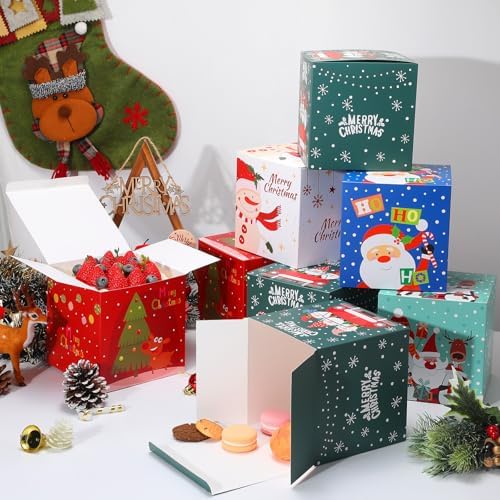 COTOPHER 20 Pcs Christmas Gift Boxes, 5"x5"x5" Xmas Candy Box for Giving