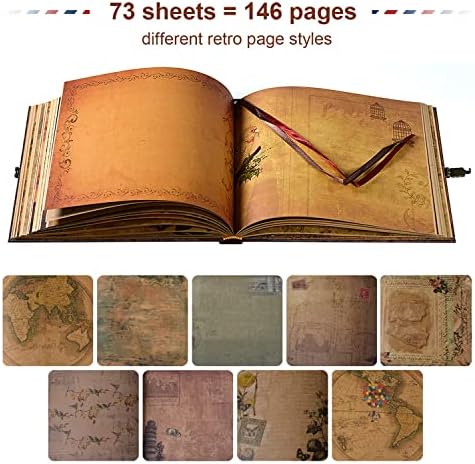 JIMBON Our Adventure Book Scrapbook Photo Album,Retro Style Embossed Letter Cover Travel Diary Journal Scrap Book Kit For Couples,Memory Book For Anniversary Wedding