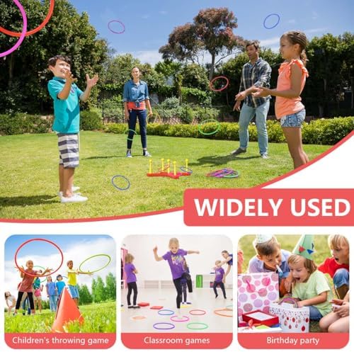 OBTANIM 24 Pcs Plastic 3 Inch Ring Toss Game for Kids and Outdoor Toss Rings for Speed and Agility Practice Game, Random Colors