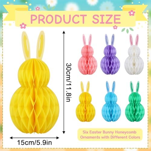 6Pcs Easter Honeycomb Centerpiece Table Bunny Decorations Supplies