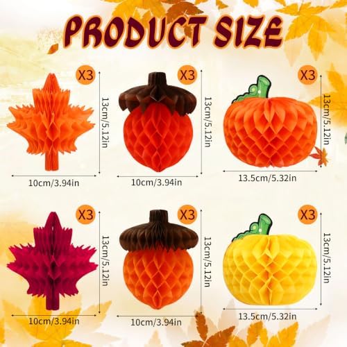 JULMELON 18 Pcs Fall Party Decorations, Hanging Honeycomb Ornaments