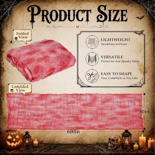 600 x 80 in Halloween Creepy Cloth for Yard and Outdoor Decorations, Blood
