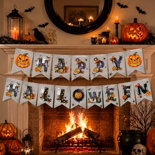 Halloween Decorations - Happy Halloween Banner for Indoor Outdoor