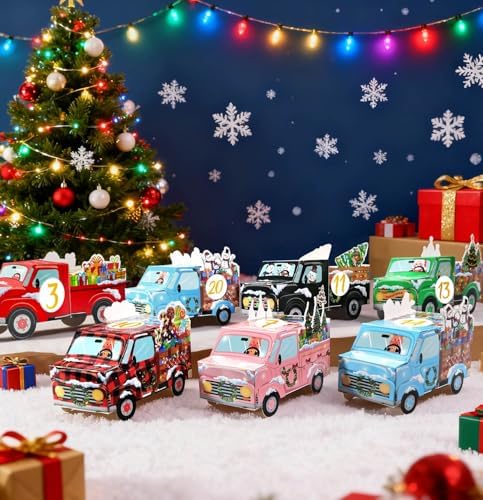 HEIPINIUYE 24 Empty Advent Calendar Boxes to Fill Yourself, DIY Empty Christmas Countdown Calendars 2025 Fillable Advent Calendar Box for Kids Adults Xmas Truck Calendars Gift Boxes