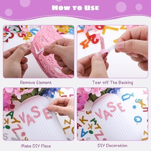 584Pcs Glitter Letter Stickers, 8 Colors 3D Self-Adhesive Alphabet Stickers