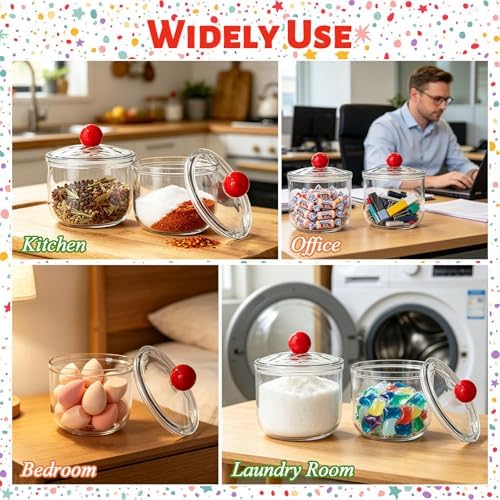 Woozettn 30 oz Clear Candy Jar with Lid,Cute Plastic Cookie Storage Jar,Airtight Candy Storage Containers for Kitchen Office Party Tea Coffee Snacks