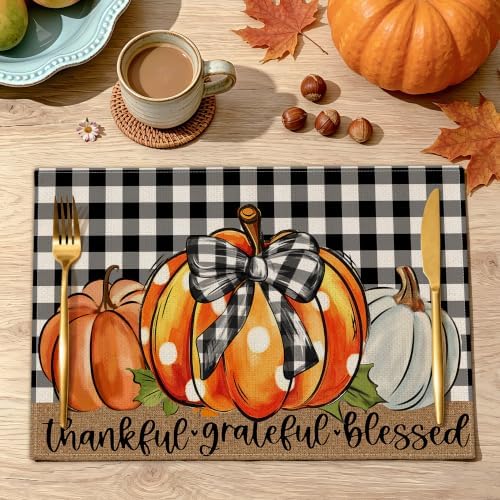 Place Mats Set of 4 12x18 inch (Buffalo Pumpkin, 12"x18")
