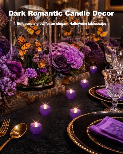 Homemory 50-Pack Purple Flameless Battery Tea Light Candles, 200+ Hours