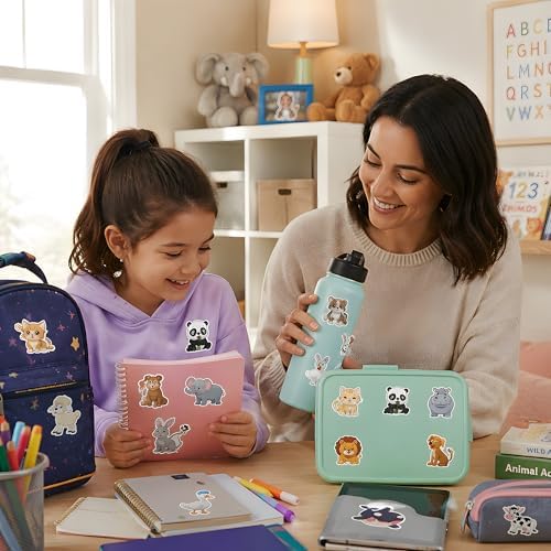 Stickers for Kids - 50 PCS Cute Animal Stickers | Water Bottle Scrapbook Stickers Toys Games Crafts for Kids Toddlers -Activities Party Supplies Favors Teacher Prizes Rewards Gifts for Teens Classroom