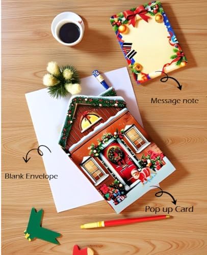 Cat Christmas Cards, Fireplace Pop Up Christmas Card, Xmas 3D Greeting Holiday Card for Cat Lovers, Happy Funny Fireplace Holiday Cards for Kids Mom Mother Women Wife Friends