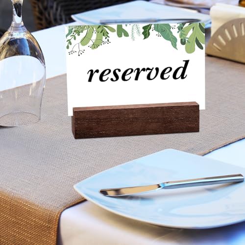 Blosssound 12 Pcs Wood Place Card Holder, Brown, 4.61 x 1.1 x 1 Inches