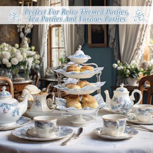 AmazingSpark 150 Pcs Deli Wax Paper Sheets for Food 8 x 10 Inch Greaseproof Waterproof Sandwich Wrapping Paper Basket Liner for Outdoor Picnic Beach Wedding Birthday Baby Shower (Blue Flowers)