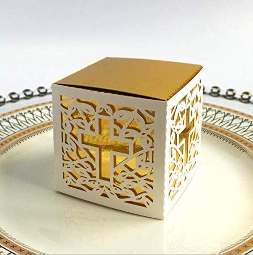 Sohapy 50Pcs Baptism Christening Favor Boxes Candy Boxes Bag Gift Box Baby Shower Favor for Baby Cute Birthday Decoration Shower Party Decoration Supplies