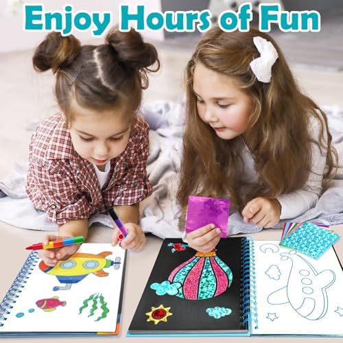 FUNNYB&G Foil Art Craft Kit for Kids, Sparkly Birthday Gift Toy for Boys