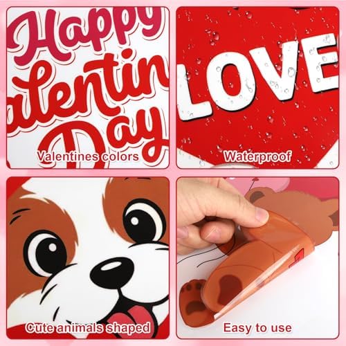Happy Valentine's Day Window Clings 6 Sheets, Red Pink Hearts Window Decals Clings for Home Classroom Party Decorations Supplies, Reusable Valentine XOXO Love Cling for Windows (Valentines)