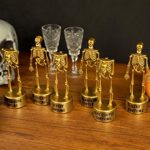 Halloween Party Supplies - 4 Pack Halloween Golden Skeleton Trophies