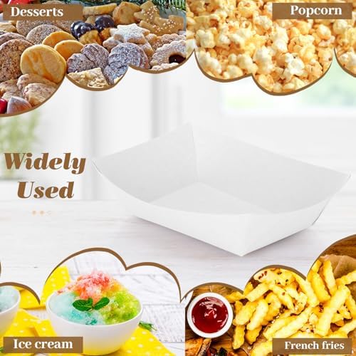 Sherr 200 Pcs 5 lb Kraft Paper Food Trays Boats Bulk, White