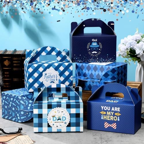 Dunzoom 100 Pcs Fathers Day Party Favors Fathers Day Treat Boxes Dad Theme Goodie Candy Gift Bags Holiday Paper Gift Container for Dads Birthday Decoration