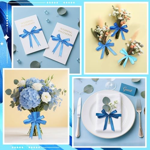 DECYOOL 4 Rolls Dusty Blue Ribbon 100Y Satin for Gift Wrapping