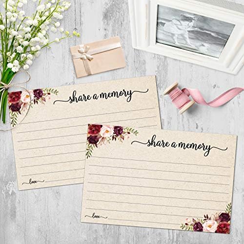 321Done Share a Memory Cards for Celebration of Life, 4x6, Red Rose, Tan