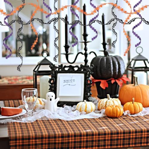 Threetols 3 Rolls 15 Yards Halloween Ribbons, Black Purple Orange Skull Spider Web Shape Craft Trim Embellishment for Gift Wrapping Party Decoration