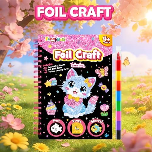 FUNNYB&G Foil Art Craft Kit for Kids, Sparkly Birthday Gift Toy for Girls