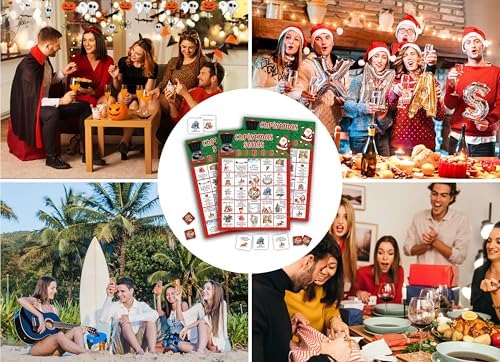 Christmas Songs Bingo Game Cards, Xmas Party Games, Christmas Party Game Decor, Winter Holiday Games, Bingo Sets for Adults Large Group, Winter Theme Party Activity Supplies -A19