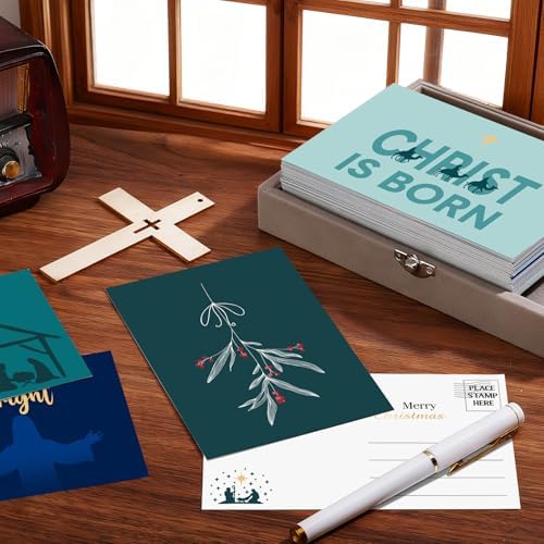 Nuanchu 80 Pcs Religious Christmas Postcards 4'' x 6'' Nativity Holiday Christian Cards Christmas Greeting Cards for Friends Relatives, 20 Designs
