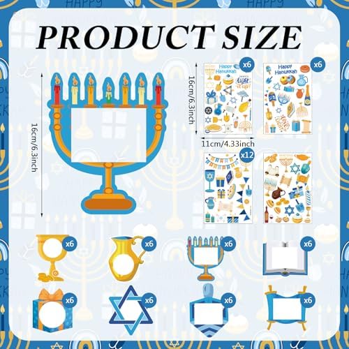 Jetec 48 Sets Hanukkah Picture Frame Craft Kits with Stickers