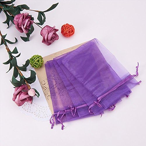 Wudygirl 100 PCS 5"x7" Organza Bags Purple Gift Bags with Drawstring