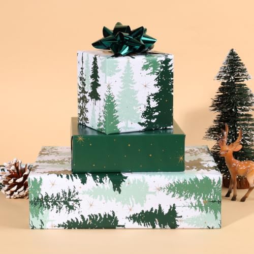 LaRibbons Reversible Green Christmas Wrapping Paper Pine Tree 17 In x 33 Ft
