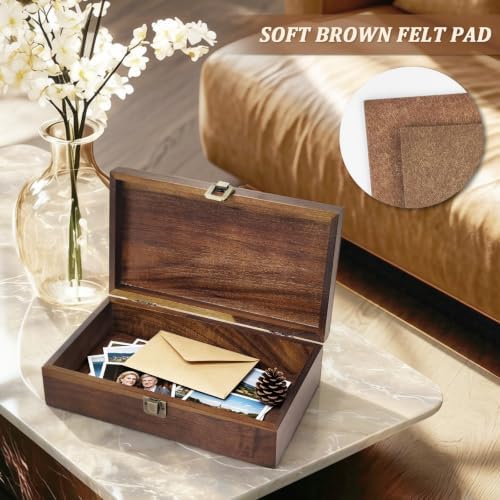 2-Pack Wooden Keepsake Boxes with Hinged Lid, 11.02 & 13.78Inch