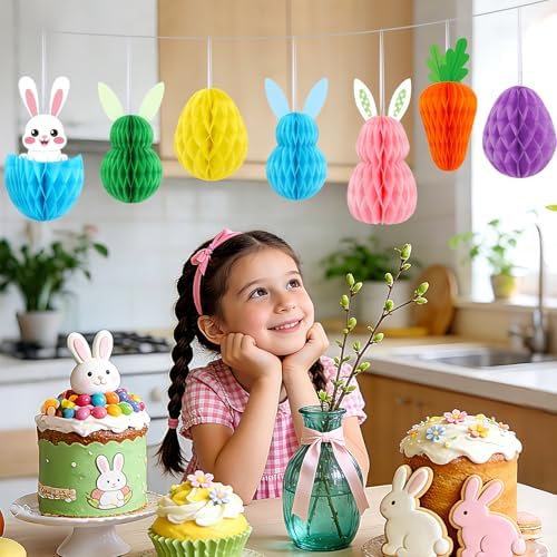 15 Pcs Easter Honeycomb Hanging Decorations Spring Party Decor