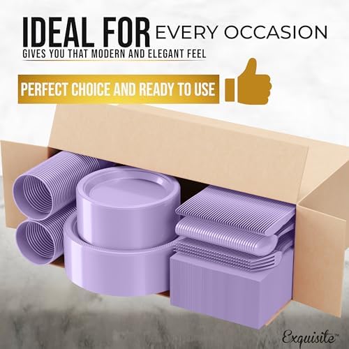 Exquisite 350 Pcs Lavender Plates and Napkins Party Supplies Plate Sets