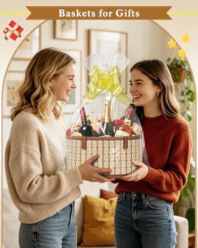 Erlsig 3 Set Baskets for Gifts Empty, Woven Bamboo Gift Basket Kit