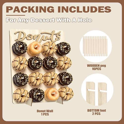 Wood Donut Wall Display Stand Holds 16 Donuts, 1 Pack Natural