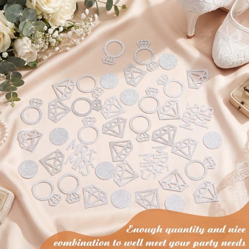 Sumind 220Pcs Silver Wedding Table Confetti Mr Mrs Diamond Ring decor