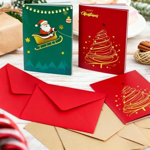 3 Set/18 Slots Christmas Gift Card Booklet Bulk with Envelopes, Xmas Money Holder & Gift Card Holder Book（reindeer, Santa Claus, Christmas tree）, Holiday Party Supplies for Teacher Coworker Men Women