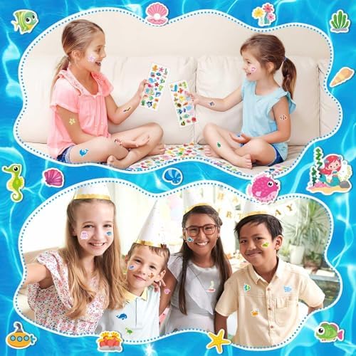 UPINS 12 Sheets Ocean Animal Puffy Stickers for Kids Cute 3D Theme Pack