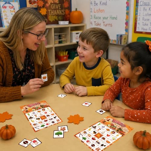 MDDRUIQI Thanksgiving Crafts for Kids - Thanksgiving Bingo Cards for Kids