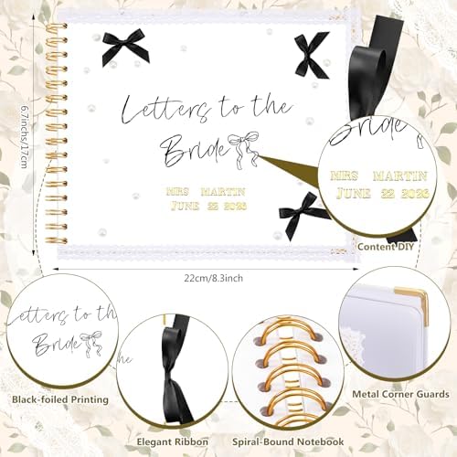 Letters to Bride Scrapbook,8.5 X 7 Inch,Bow,Black