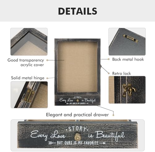 AW Bridal 11x16 Large Shadow Box Display Case, Bridal Shower Gifts, Black