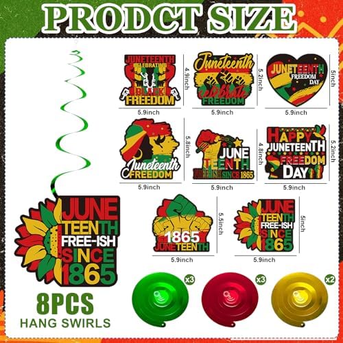 Juneteenth Decorations Happy Juneteenth Banner Freedom Day Hanging Swirls Backdrop for 1865 June 19th African American Black History Independence Day Themed Party Supplies Indoor Outdoor Wall Decor