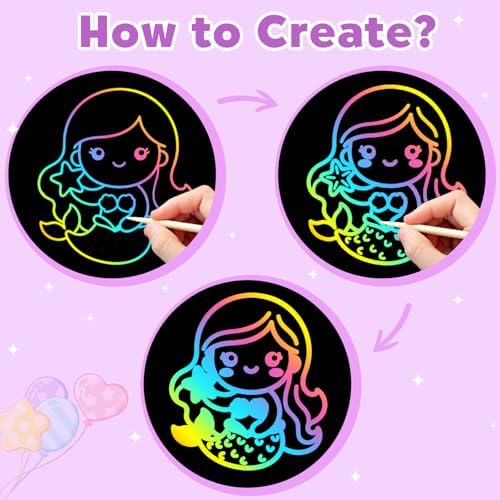 ZMLM Scratch Paper Art-Crafts Gift: 2 Pack Rainbow Notebooks Supplies Toys