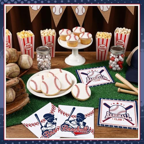 Natnarr 100 Pcs Baseball Napkins, 5" Baseball Birthday Napkins