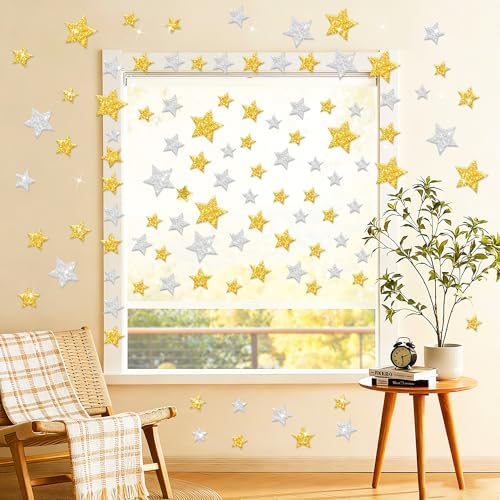 855Pcs Foam Stickers Glitter 3D Star Foam Shapes Stickers Self Adhesive Gold and Silver Star Foam Stickers for DIY Crafts Scrapbooking Classroom Arts Project Home Theme Party Decor(Gold Silver Star)