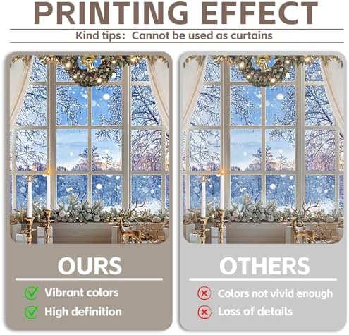 12x8ft Fabric Christmas Winter Window Photography Backdrop