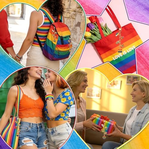 AUGSUN 189Pcs Pride Keychain Making Kit LGBT Rainbow DIY Keychain Craft