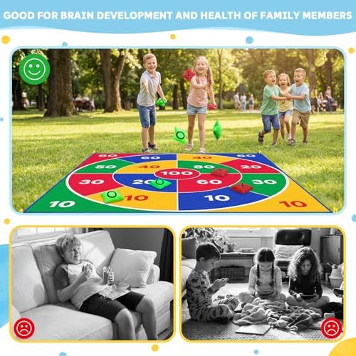 2-in-1 Giant Tic Tac Toe Game Bean Bag Toss Games, 4.5FT Double-Sided Large Tic Tac Toe Game with 10 Pcs Bean Bags, Outdoor Games for Adults and Family Lawn Yard Carnival Field Day Party